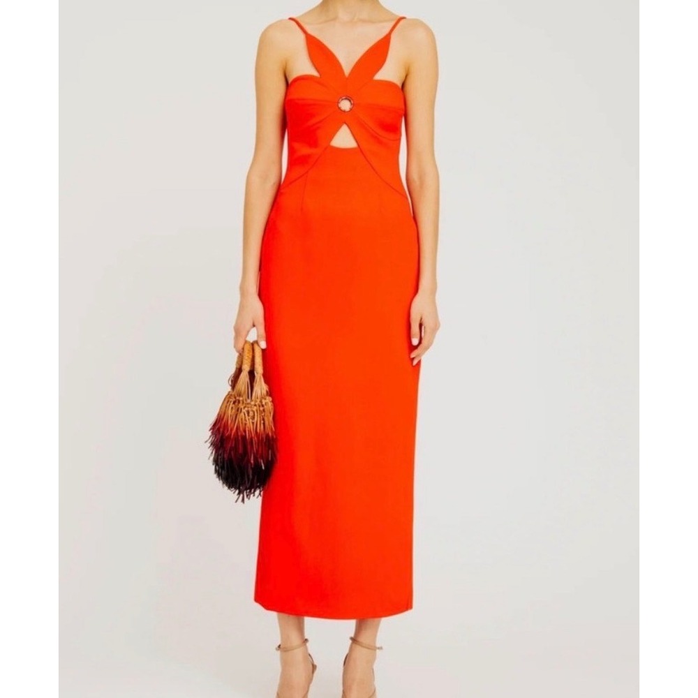 Torn by Ronny Kobo Stephanie Ring-Detail Midi Dress Sz S